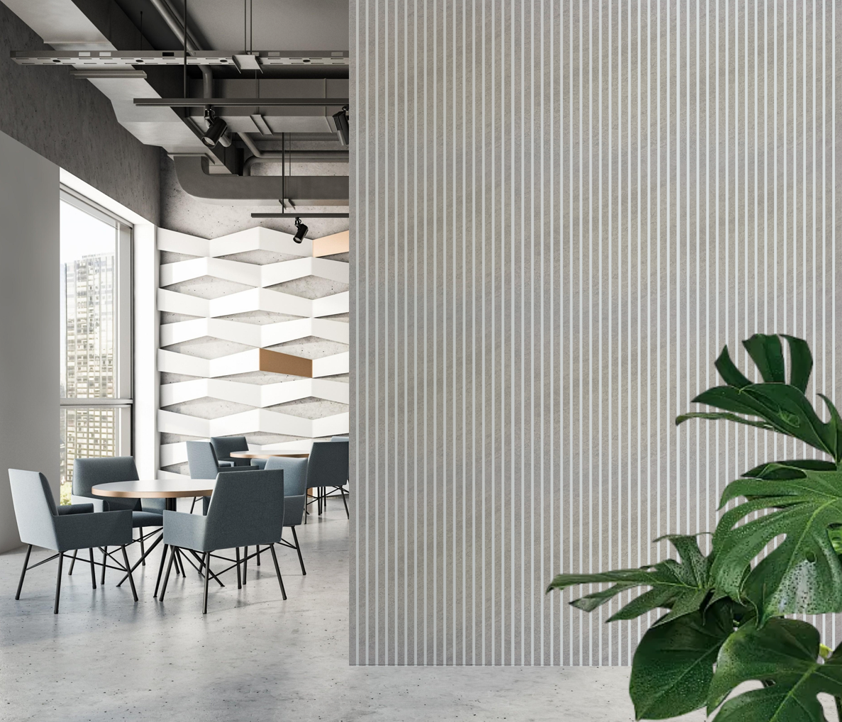 Concrete Premium Acoustic Wall Panel (White Backing) 60 x 240cm