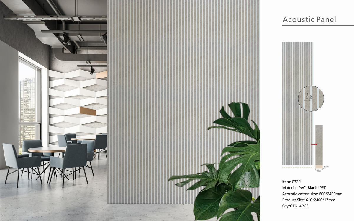 Concrete Premium Acoustic Wall Panel (White Backing) 60 x 240cm
