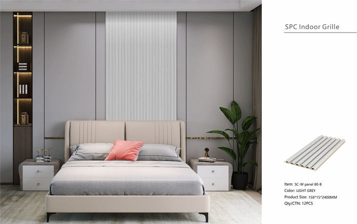 Light Grey PVC Fluted Tube Seamless Acoustic Wall Panel 12 Pack 16 x 240cm