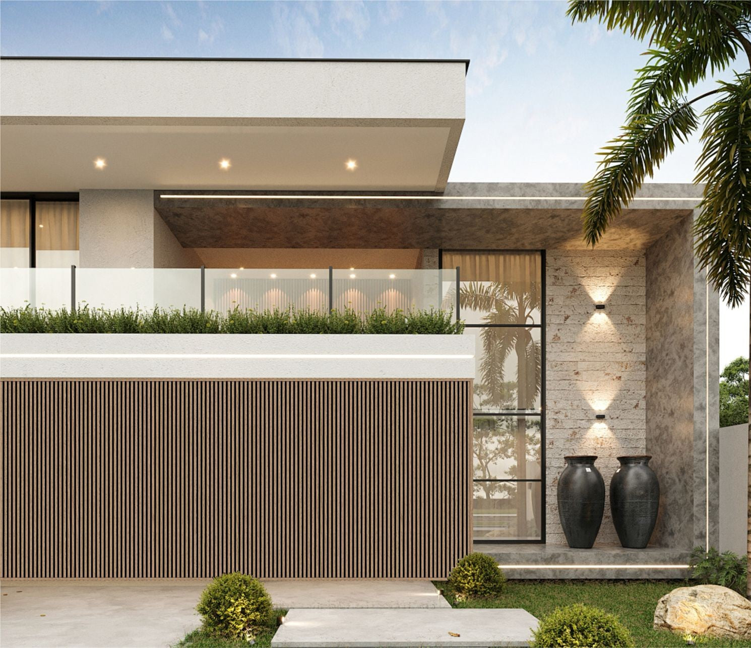 Dark Oak Composite Slat Outdoor Panel 240cm
