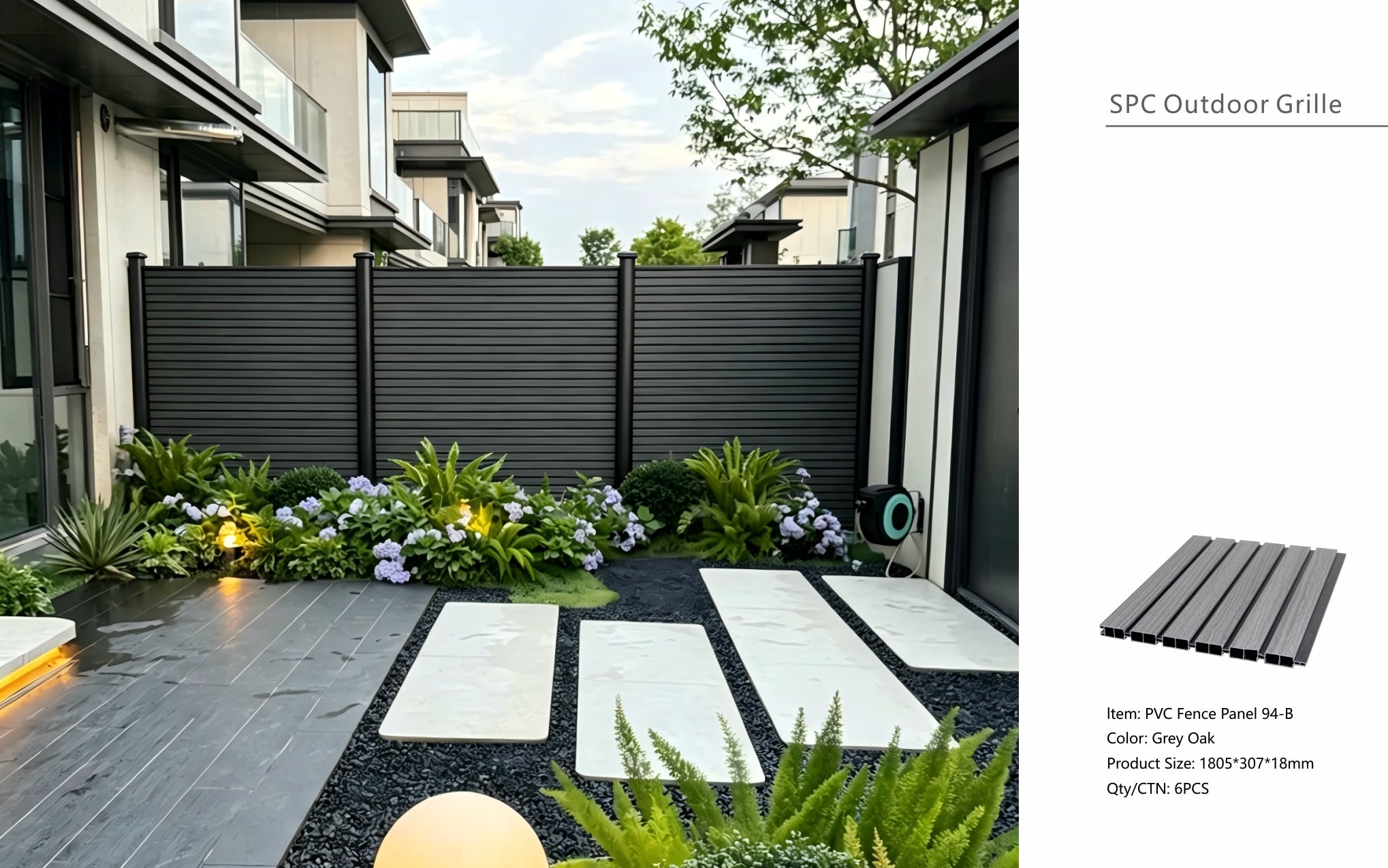 Grey Oak Composite Outdoor Fencing 180cm