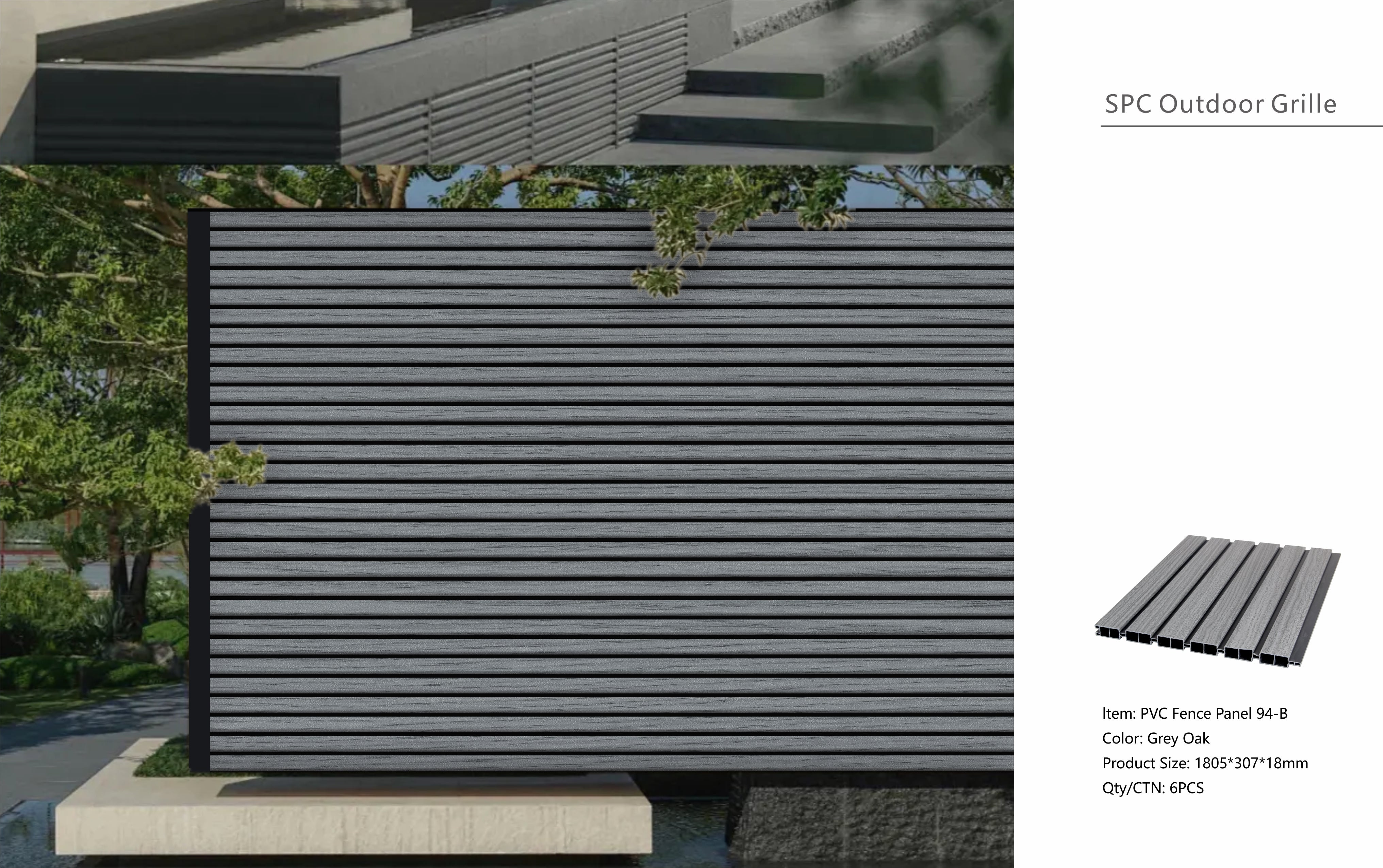 Grey Oak Composite Outdoor Fencing 180cm