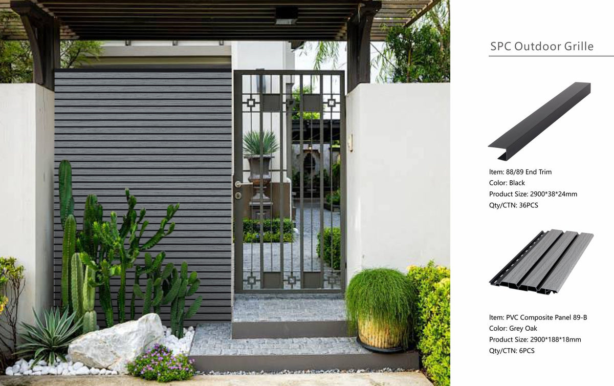 Grey Oak Composite Slat Outdoor Panel 290cm