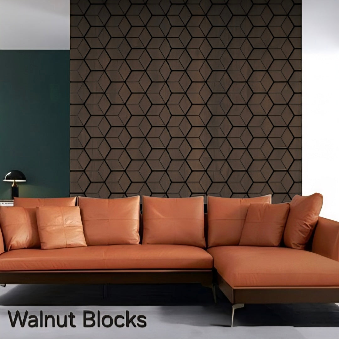 Walnut Blocks Premium Acoustic Wall Panel