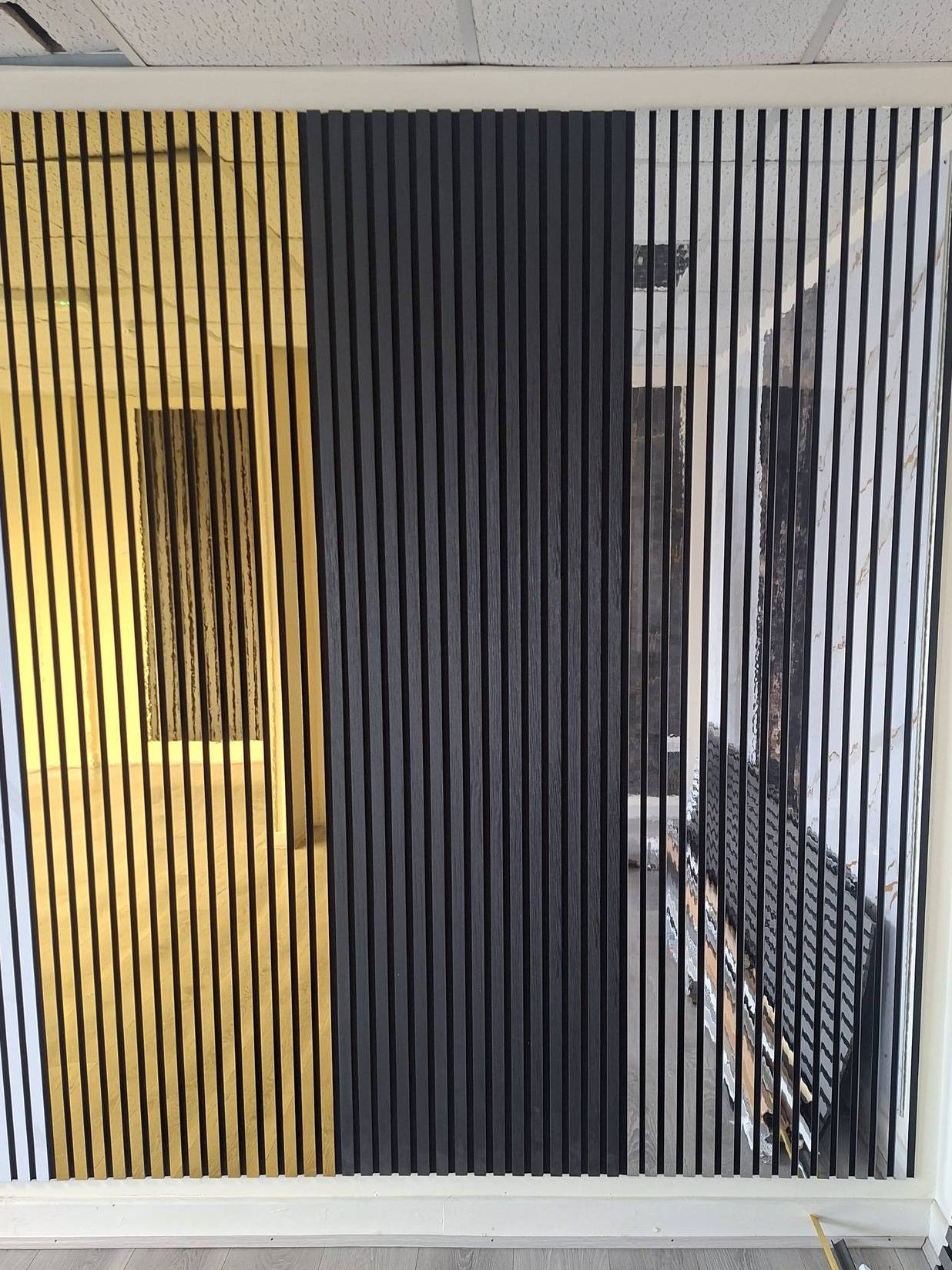 Shiny Metallic Silver Acoustic Wall Panels 60 x 240cm