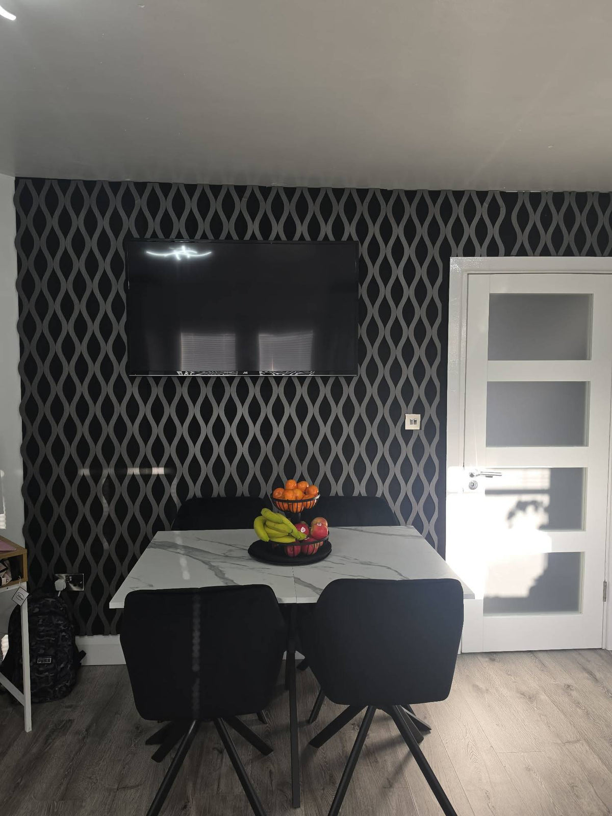 Dark grey wavy-pattern acoustic wall panel from The Panel Outlet Ireland, 60x240cm decorative soundproofing panel.