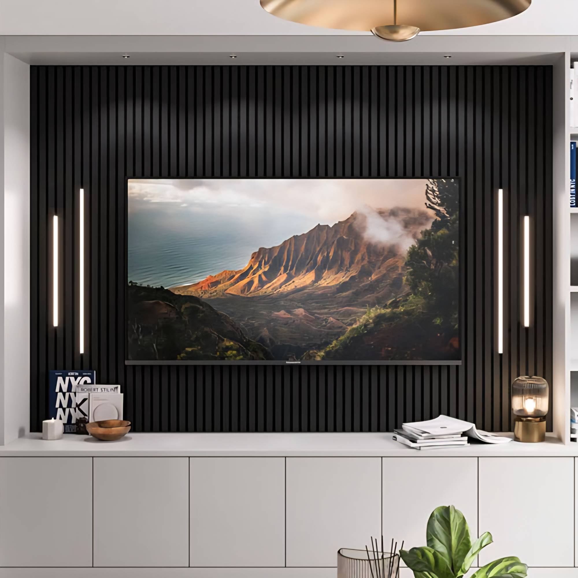 Black Wood Acoustic Wall Panel 60 x 240cm
