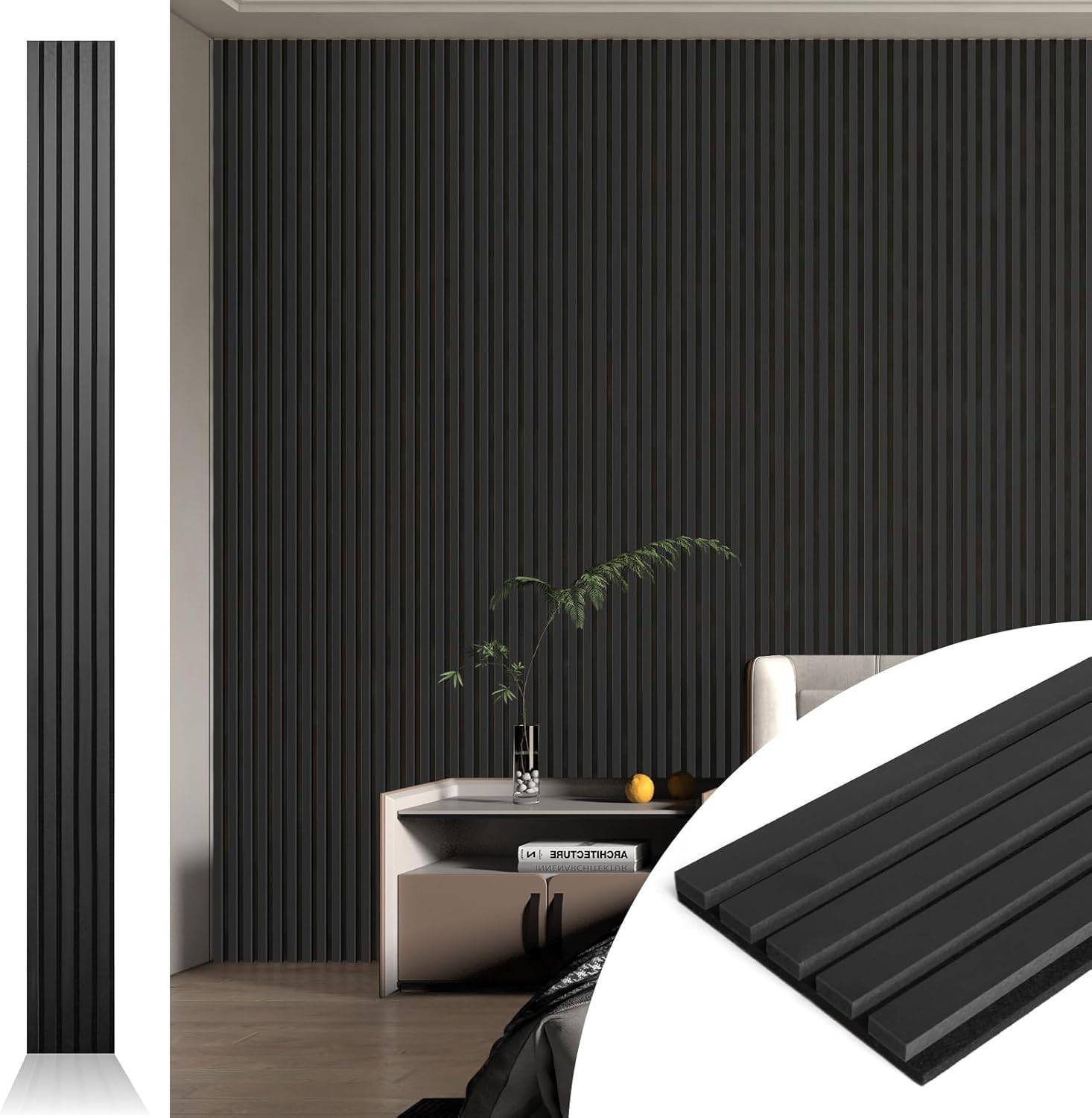 Black Wood Acoustic Wall Panel 60 x 240cm