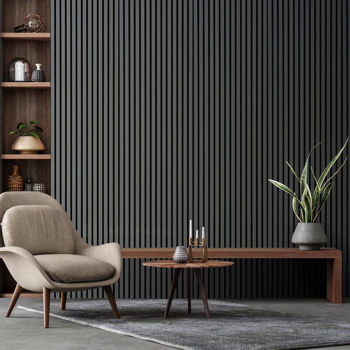 Dark Grey HDF Acoustic Wall Panel 60 x 240cm