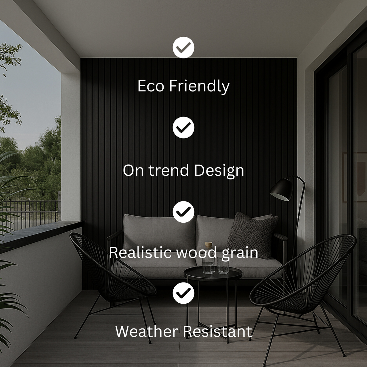 Composite Exterior Slat Wall Cladding - Waterproof, UV-Resistant - Standard Slat