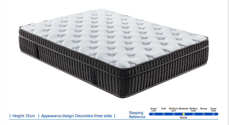 AWS Gel Memory Foam and 2000 Pocket Spring Mattress in a Box, 35cm deep, medium firm, with layered foam and spring support.