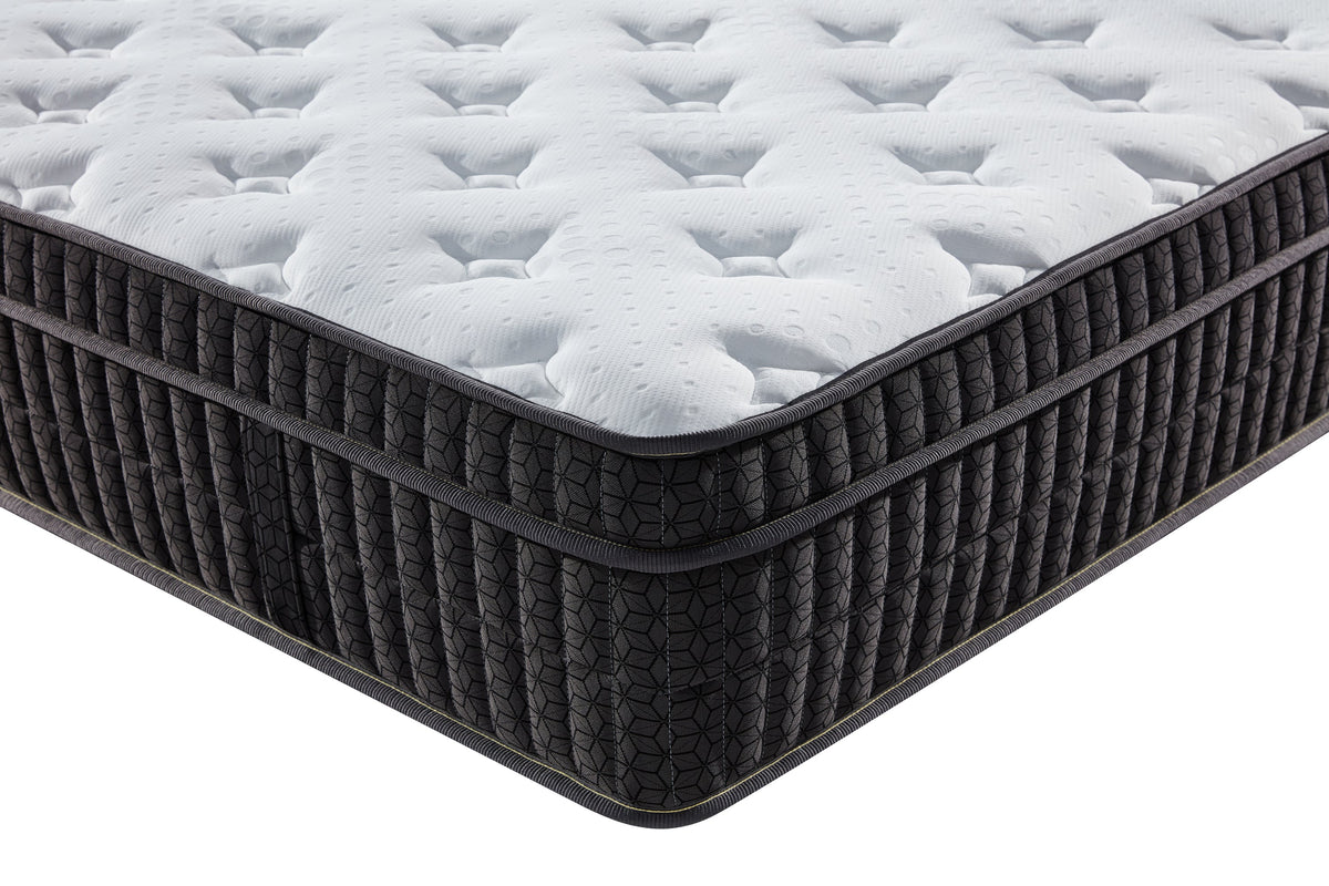 AWS Gel Memory Foam 2000 Pocket Spring Mattress in a Box, 35cm deep, medium firm, showcasing the mattress's gel foam and spring construction.