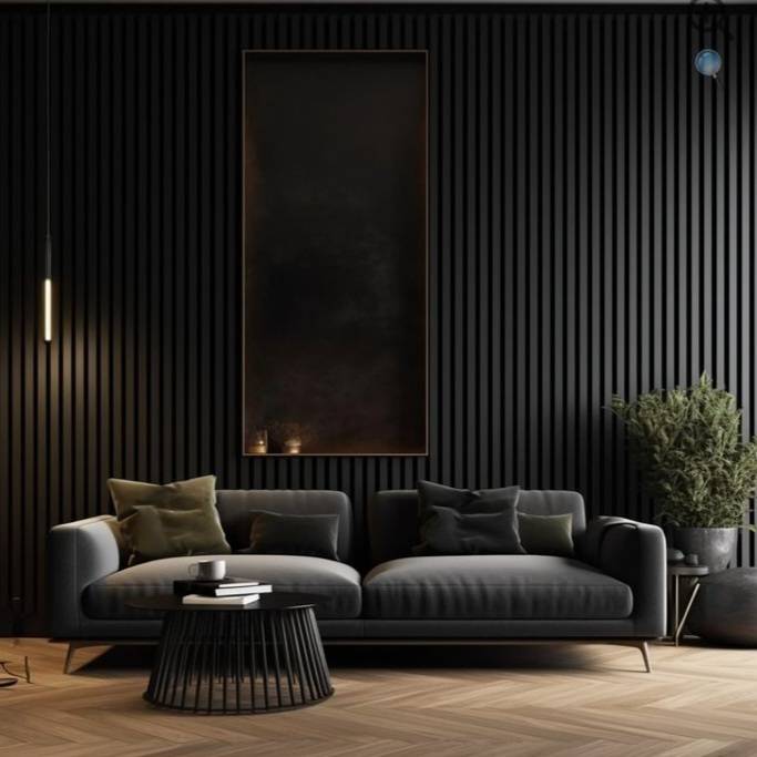 Black Wood Acoustic Wall Panel 60 x 240cm