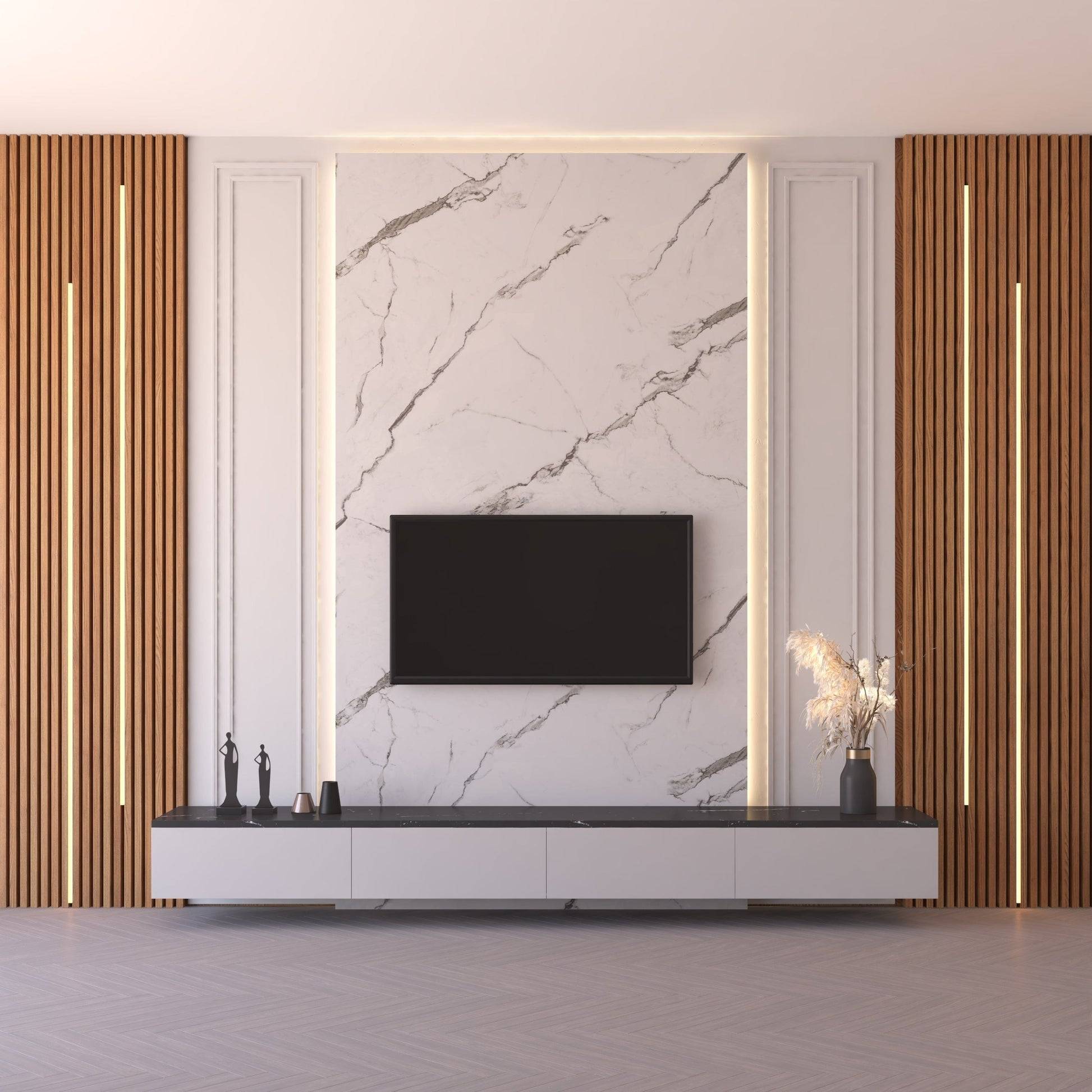 White and Grey Marble Vein Effect PVC Indoor Wall Panel 60 x 240cm