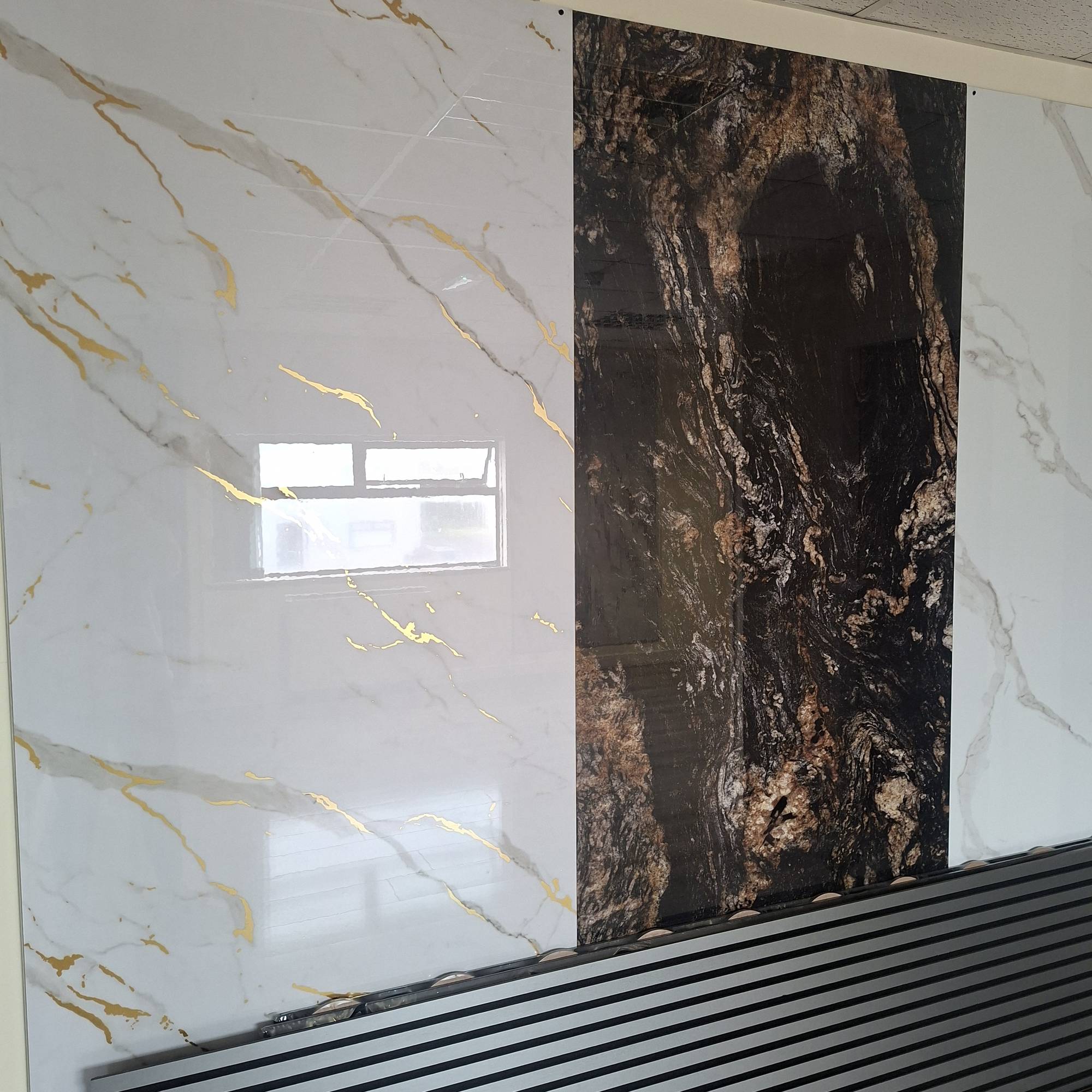White Gold and Grey Vein Marble Effect Indoor PVC Wall Panel 60 x 240cm