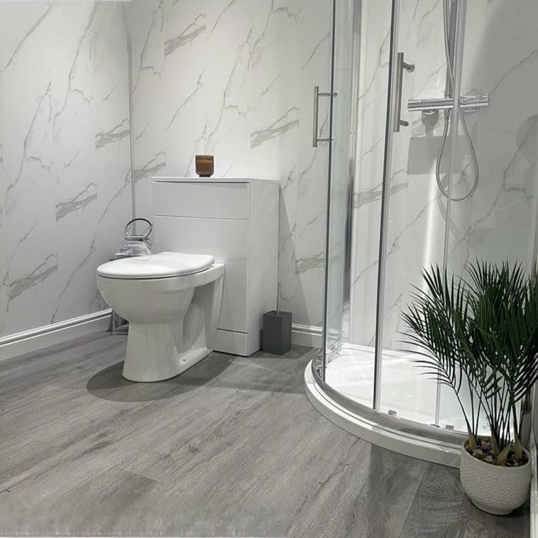 White and Grey Marble Vein Effect PVC Indoor Wall Panel 60 x 240cm