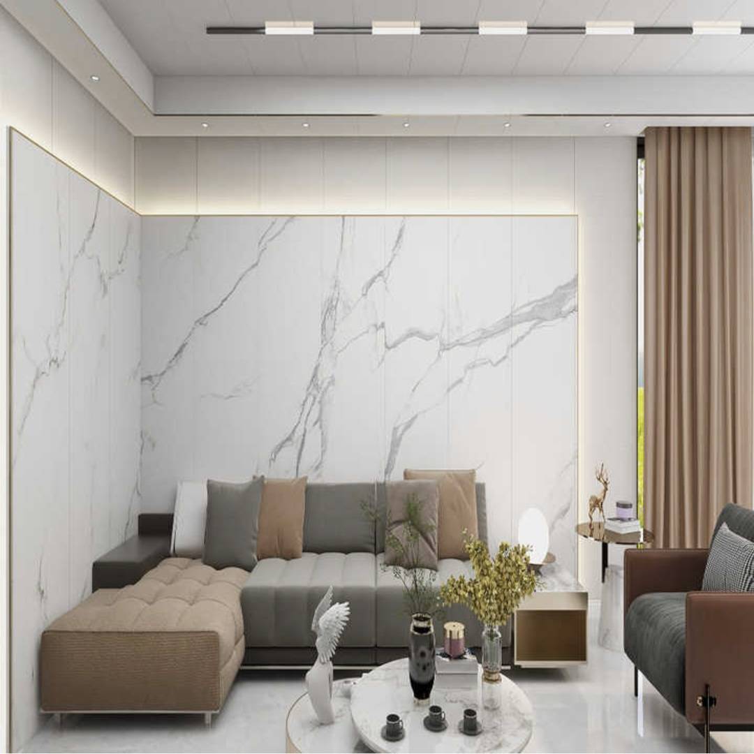 White and Grey Marble Vein Effect PVC Indoor Wall Panel 60 x 240cm