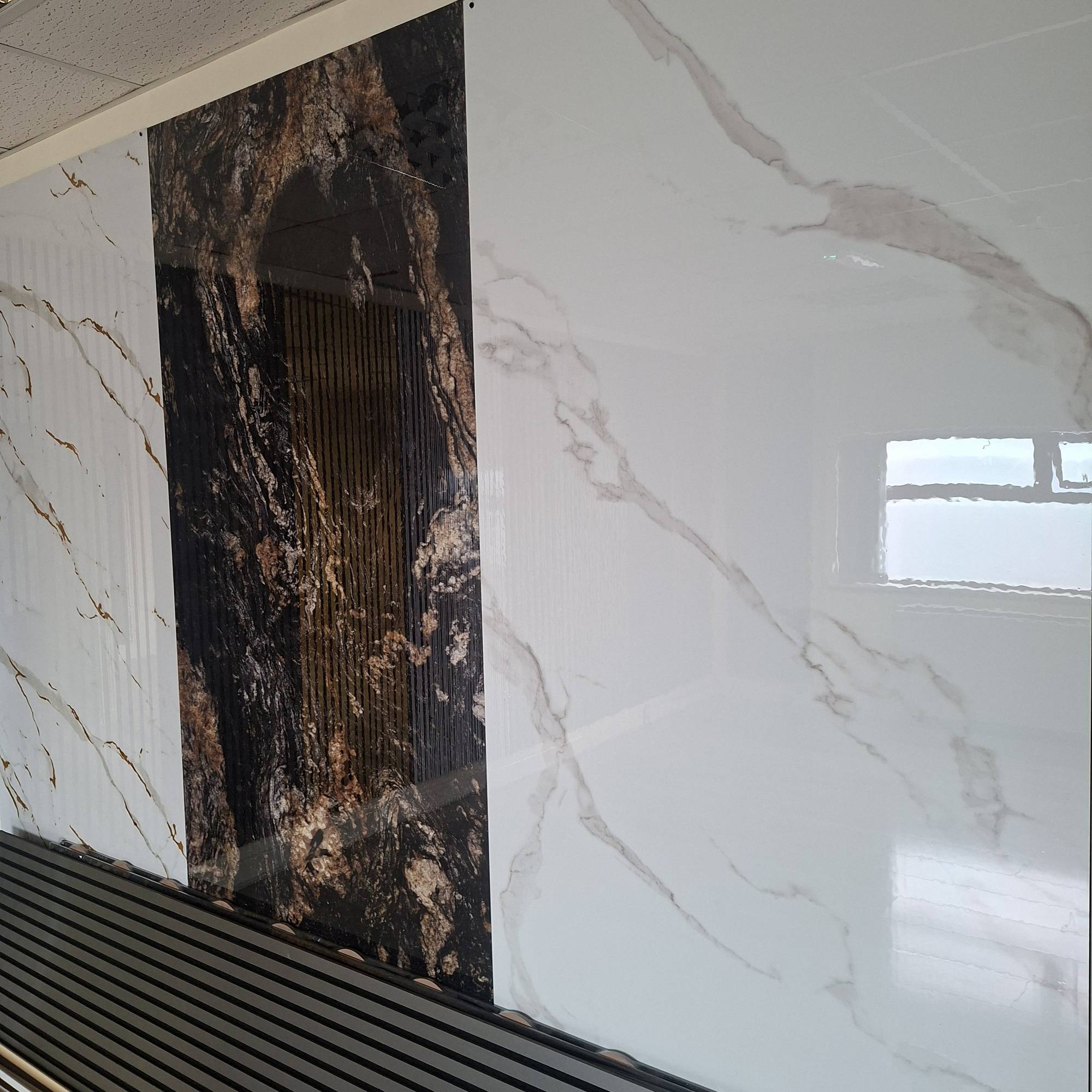 White and Grey Marble Vein Effect PVC Indoor Wall Panel 60 x 240cm