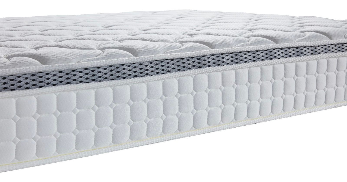 AWS 2000-pocket spring mattress in a box with a 23cm deep medium firm Tencel cover for comfortable sleep.