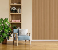 Oak PVC Fluted Tube Seamless Acoustic Wall Panel 12 Pack 16 x 240cm