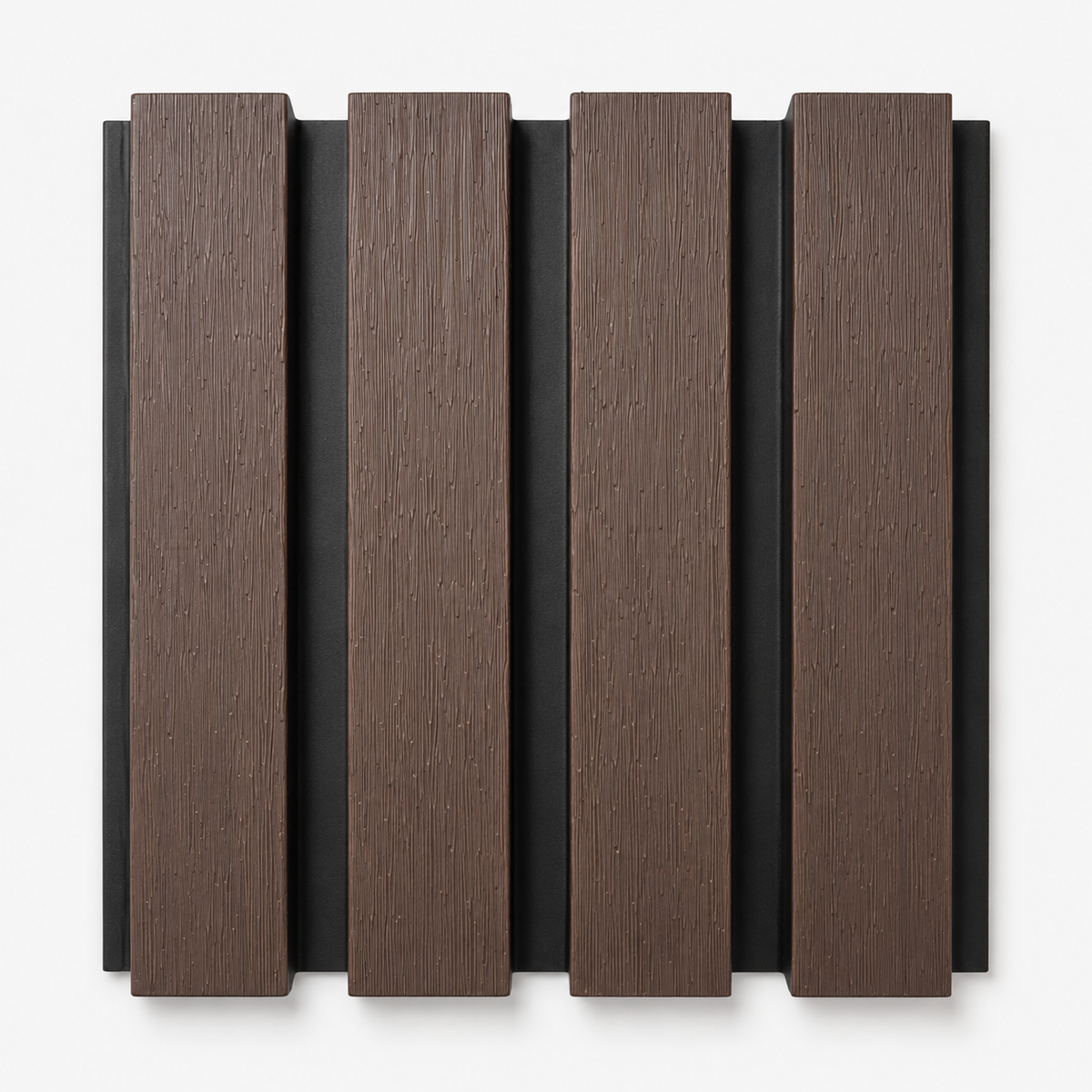 Composite Exterior Slat Wall Cladding - Waterproof, UV-Resistant - Standard Slat - Smoked Oak