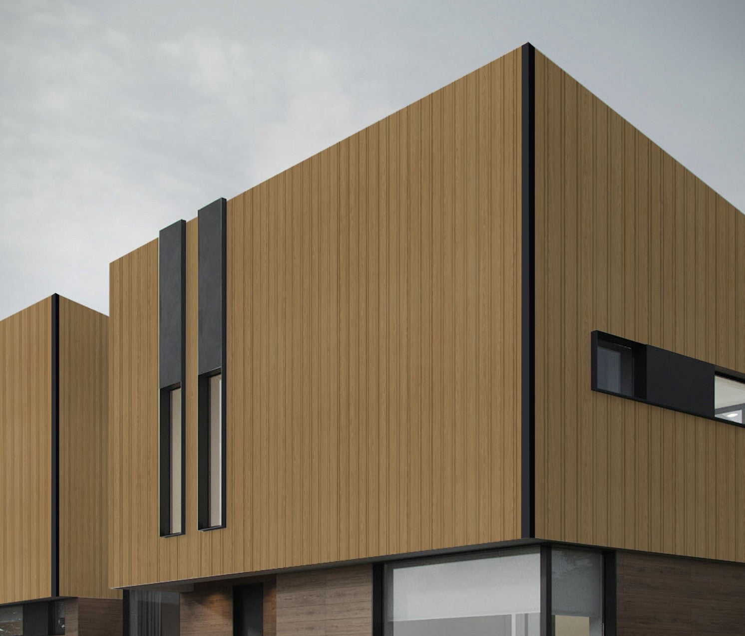 Dark Oak Composite Slat Outdoor Panel 290cm