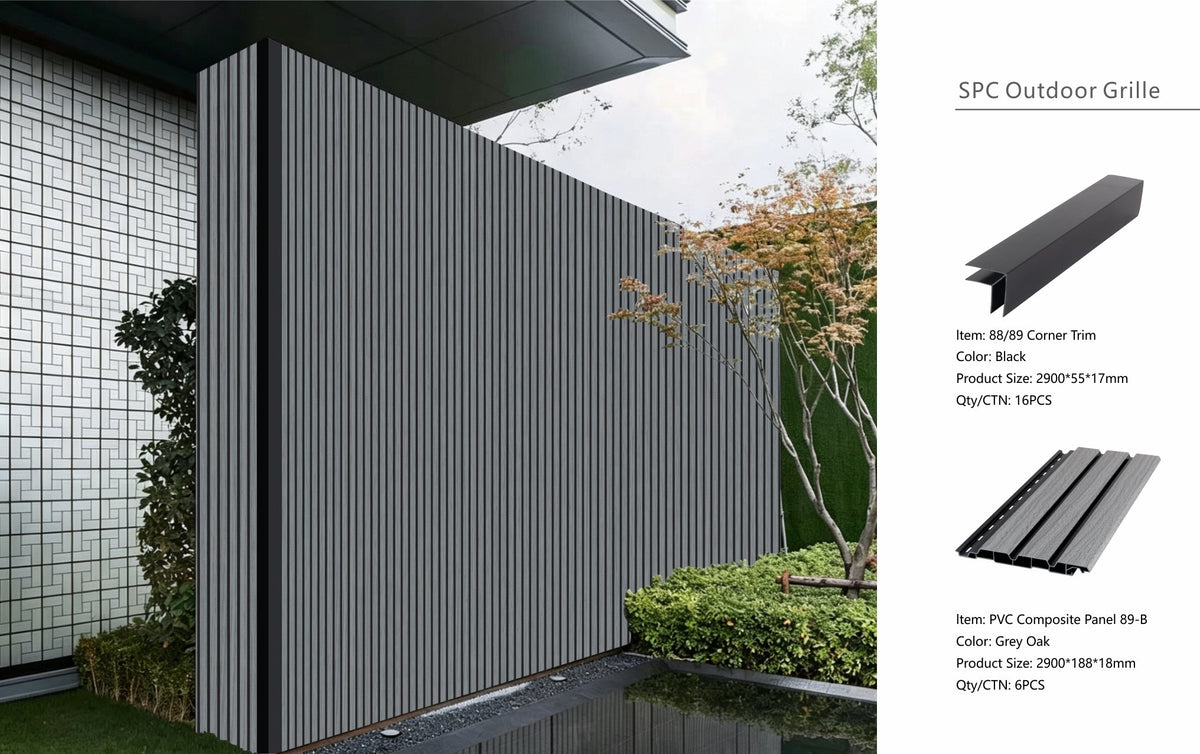 Grey Oak Composite Slat Outdoor Panel 290cm