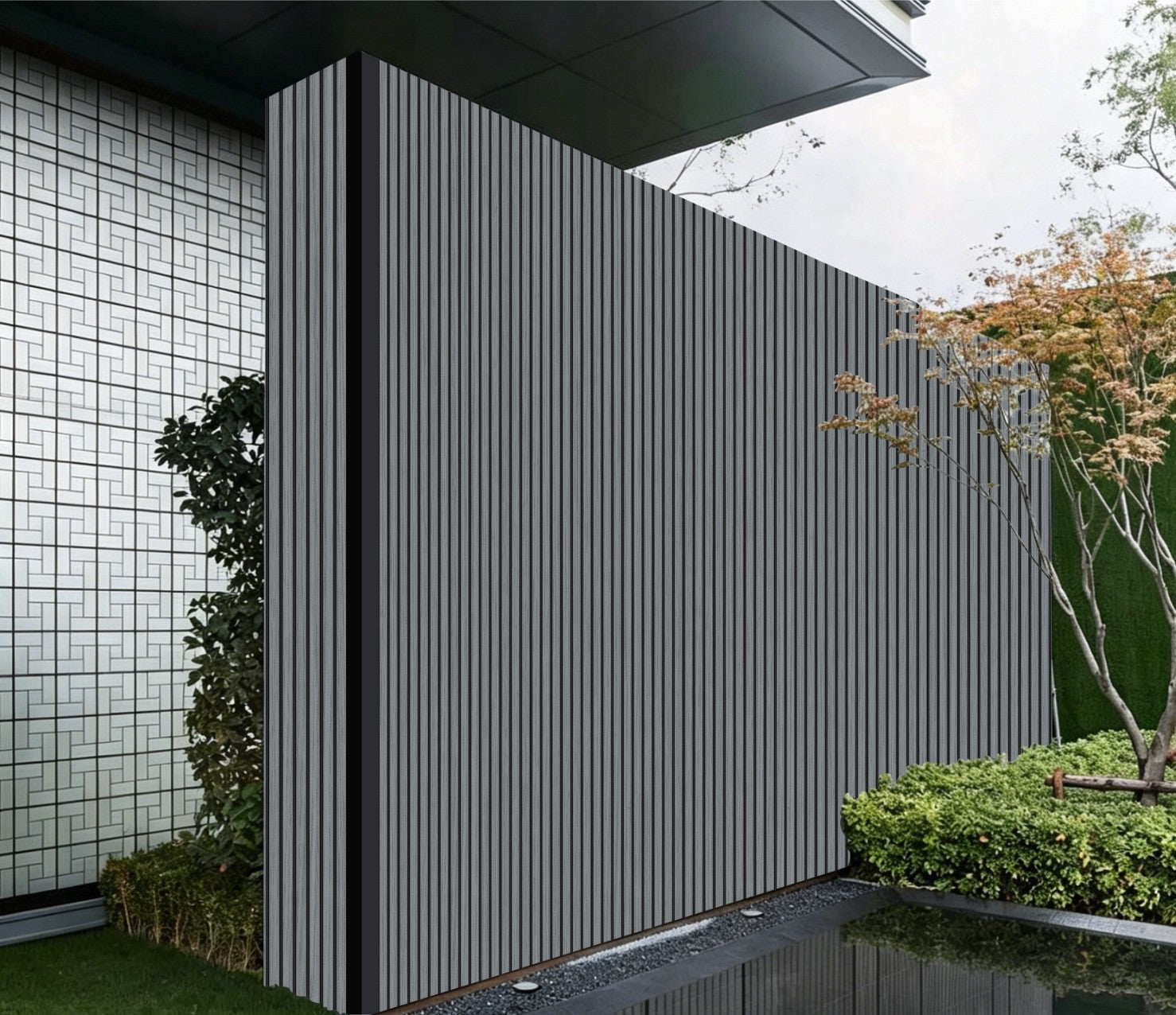 Grey Oak Composite Slat Outdoor Panel 290cm