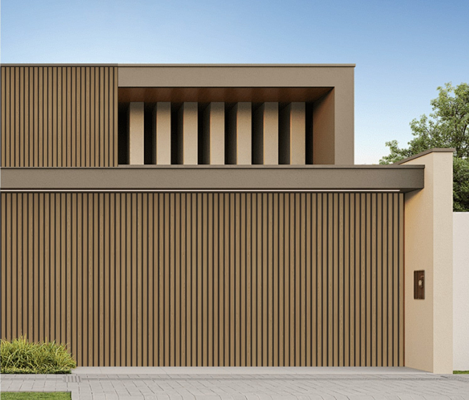 Dark Oak Composite Slat Outdoor Panel 290cm