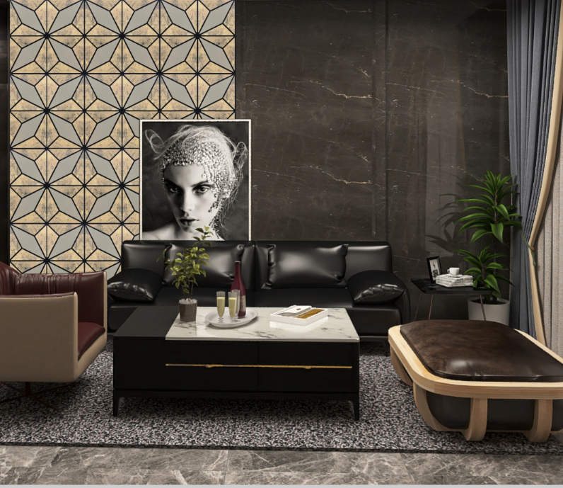 Wall Panel 010B - Antique Metallic Gold - Acoustic - 240cm - (1 pack / 4pcs)