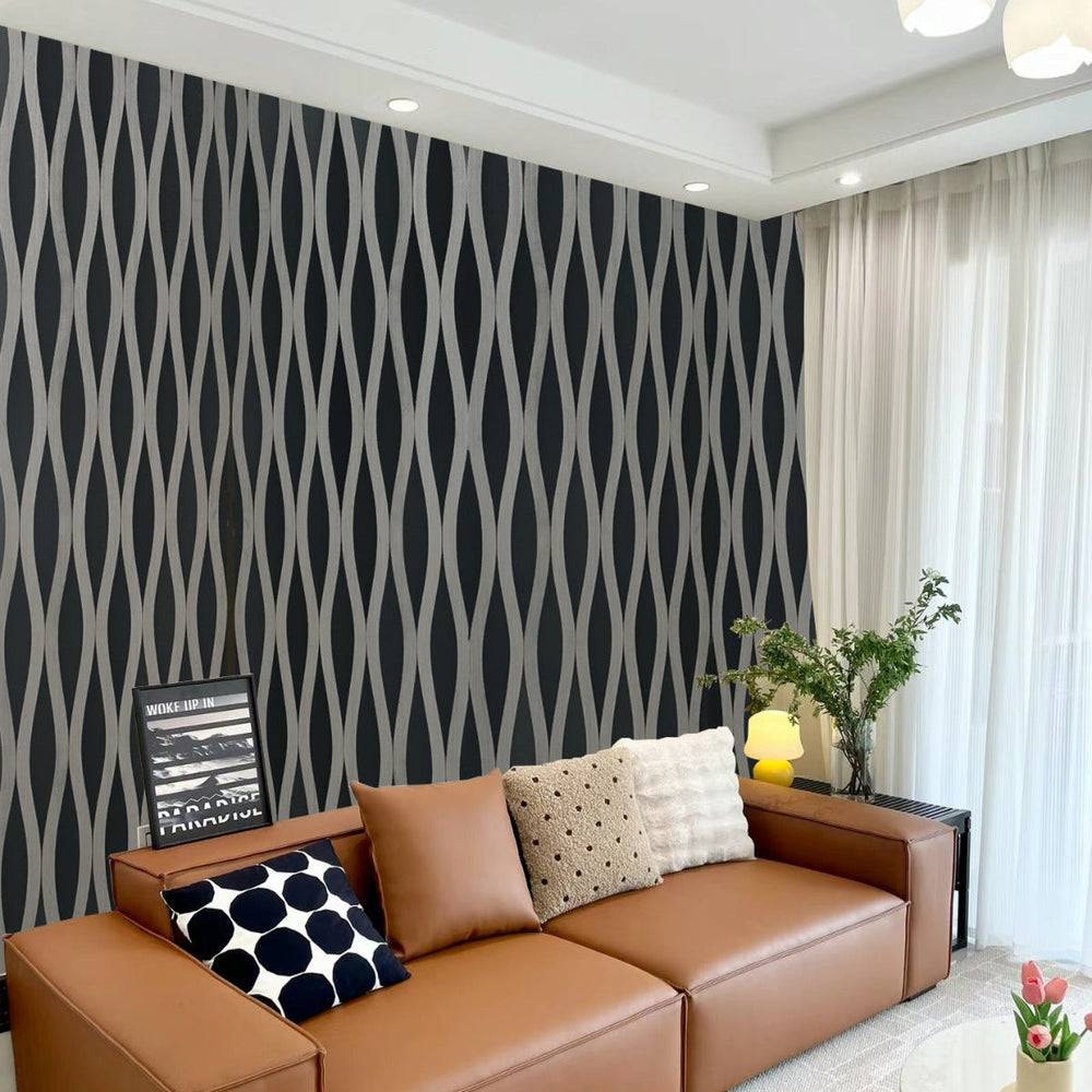 Dark grey textured wavy acoustic wall panel by The Panel Outlet Ireland, 60x240cm decorative soundproofing panel.