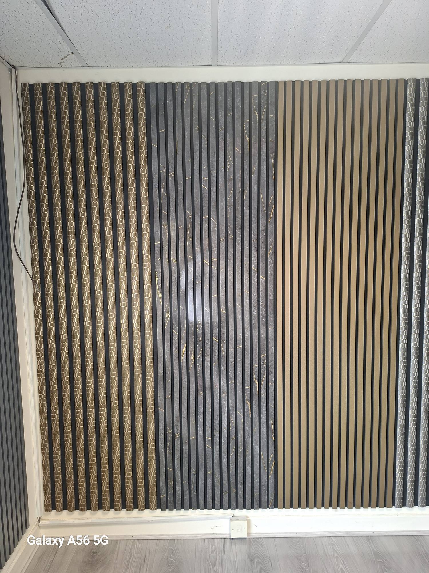 Black and Gold Marble Effect Acoustic Wall Panel 60 x 280cm