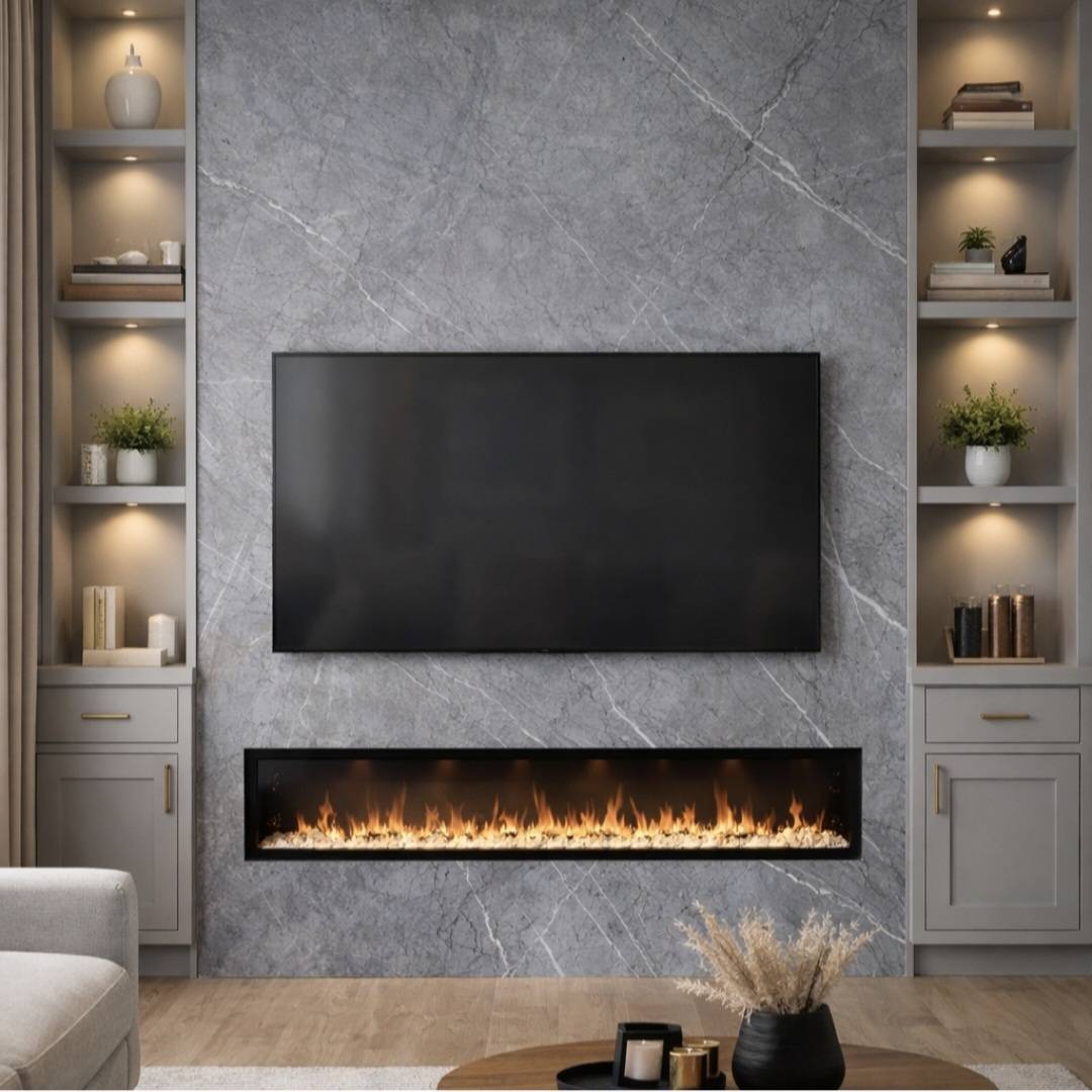 Dark grey marble effect PVC wall panel from The Panel Outlet Ireland, 60x240cm, showcasing a sleek, modern marble design.
