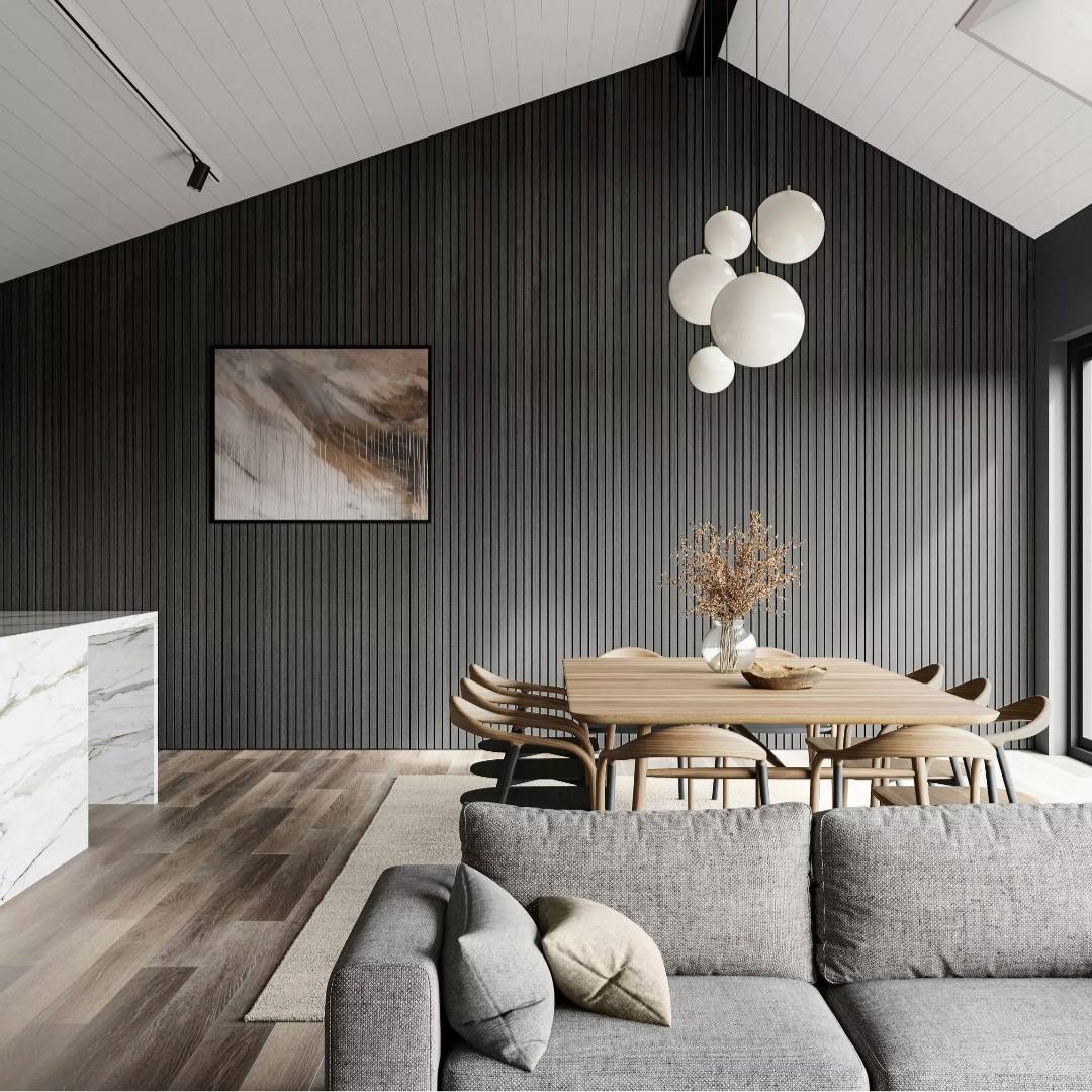 Dark Grey HDF Acoustic Wall Panel 60 x 240cm