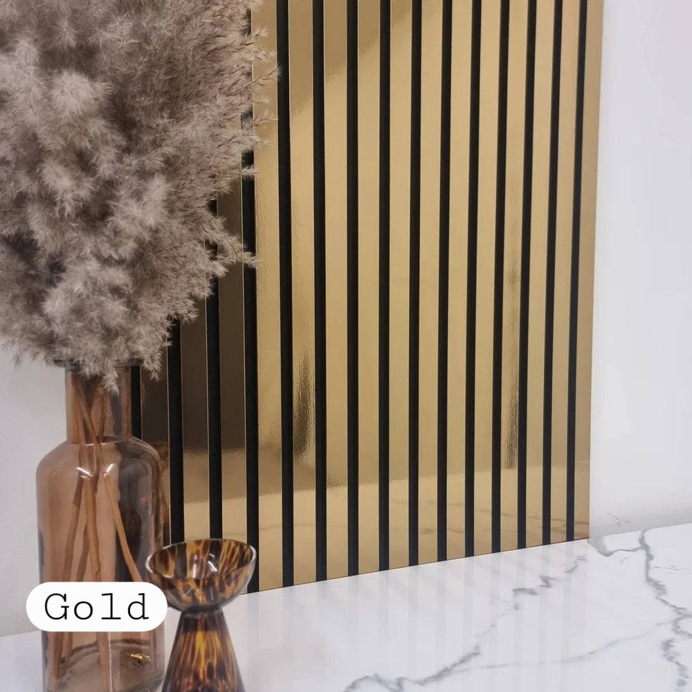 Shiny Metallic Gold Acoustic Wall Panels 60 x 240cm