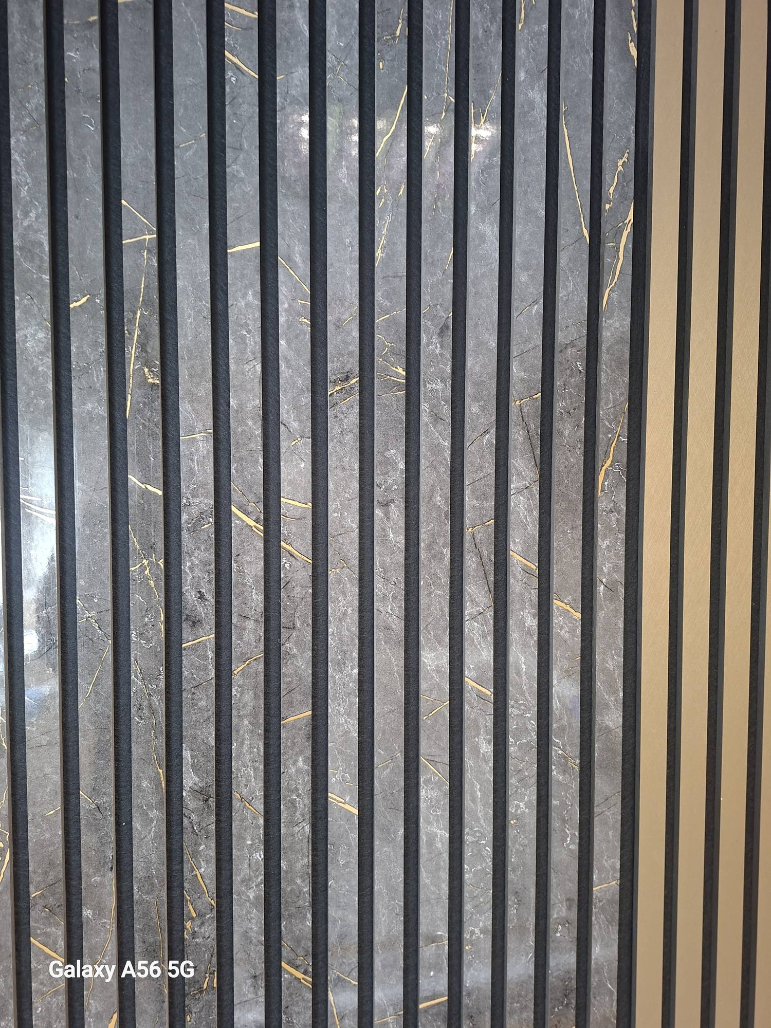 Black and Gold Marble Effect Acoustic Wall Panel 60 x 280cm
