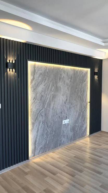Grey marble effect gold vein PVC wall panel, 60 x 240cm, showcasing a stylish modern design with marble and gold veining.