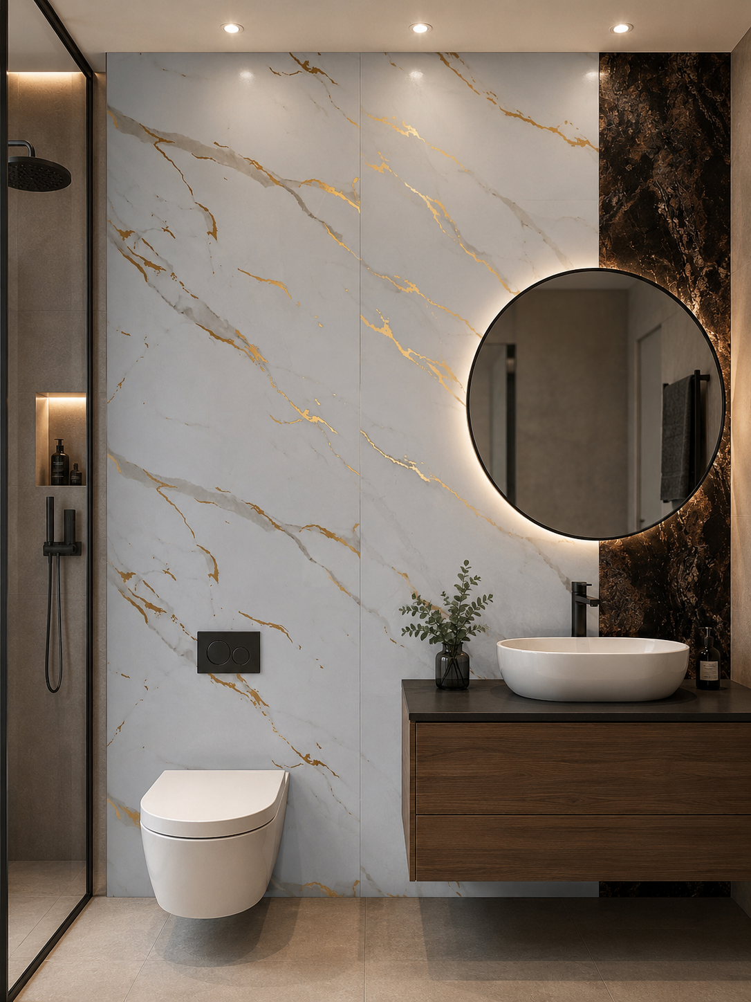 White Gold and Grey Vein Marble Effect Indoor PVC Wall Panel 60 x 240cm