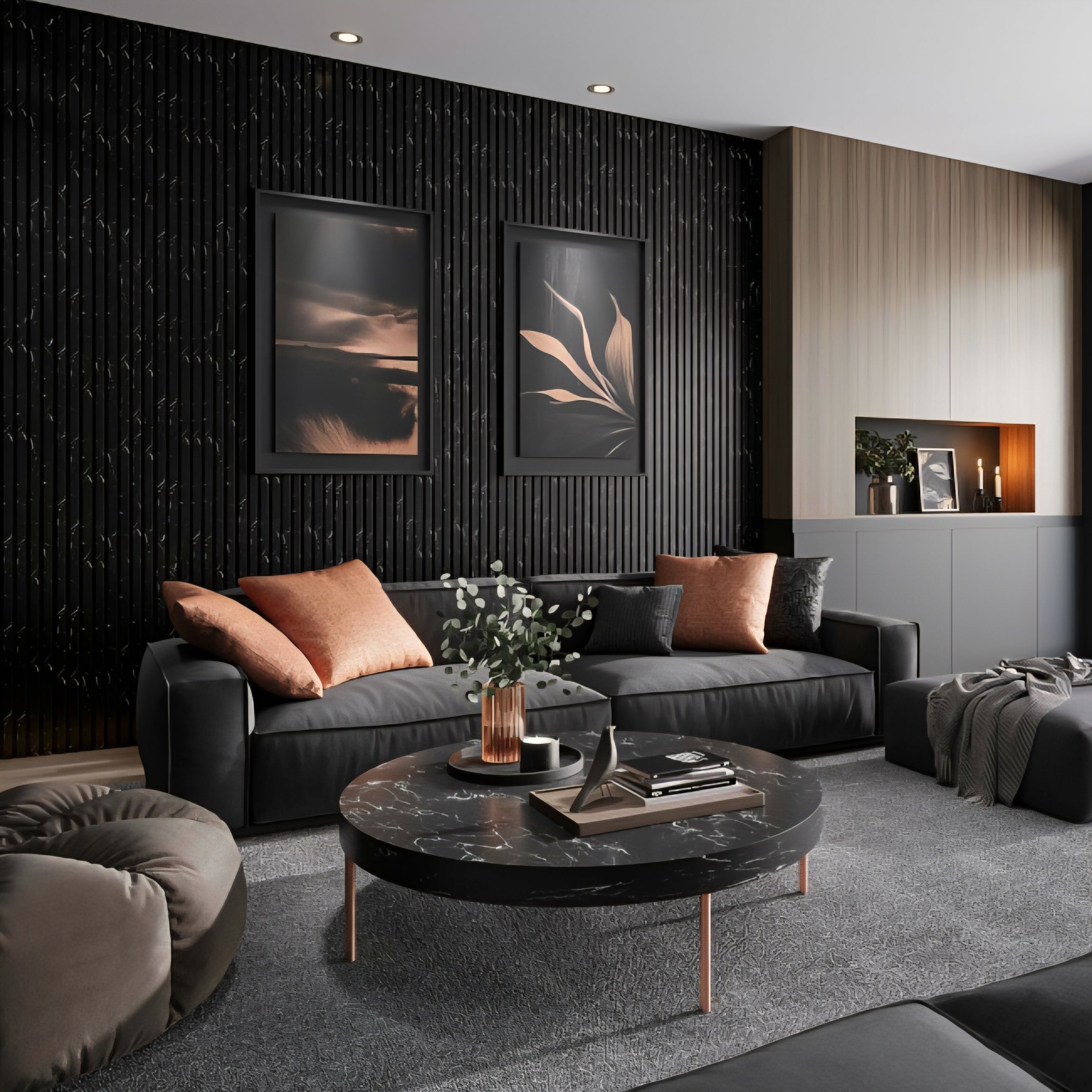 Black Marble Effect Acoustic Panel